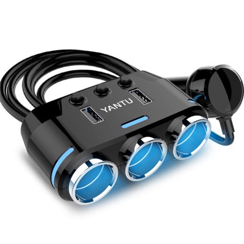 Dual USB Port 3 Way Auto Charger Car Ci garette Lighter Full Function Socket Splitter Adapter 1