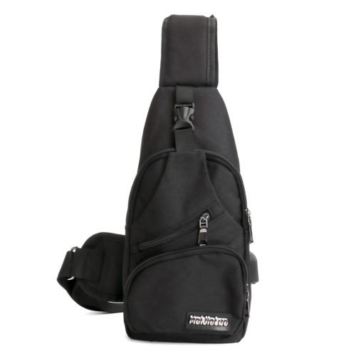 Men USB Charging Shoulder Chest Bag Sling Backpack Waterproof Sports Travel Pouch 2