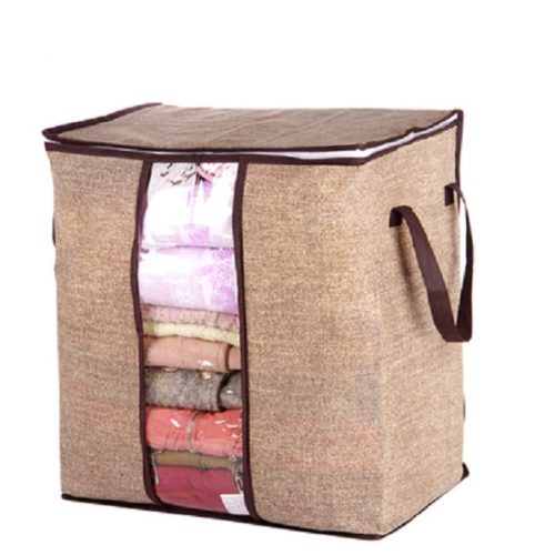 IPRee® 46x51x28cm Bamboo Charcoal Non Woven Quilts Bag Portable Big Size Storage Box with Window 4