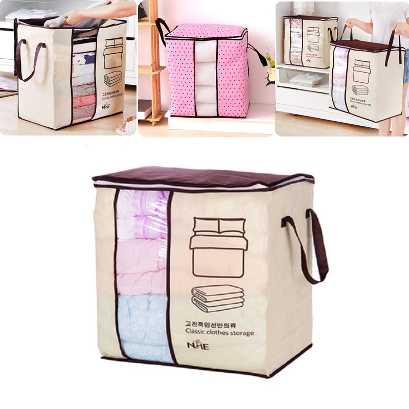 IPRee® 46x51x28cm Bamboo Charcoal Non Woven Quilts Bag Portable Big Size Storage Box with Window 1 IPRee® 46x51x28cm Bamboo Charcoal Non Woven Quilts Bag Portable Big Size Storage Box with Window