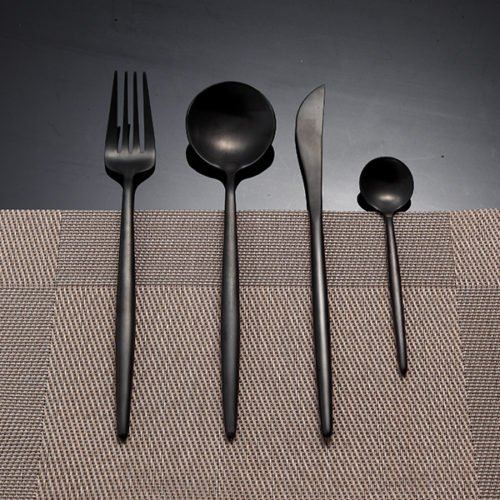 KCASA FL2 4 Pieces Food Grade 304 Stainless Steel Flatware Set Matte Dinnerware Cutlery Tableware 4