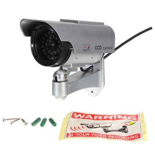 Solar Power Fake CCTV Security Surveillance Outdoor Flash LED Camera 4