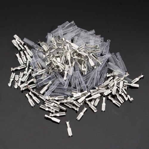 100Pcs Silver Crimp Terminals with Silicone Case Female Spade Quick Connector Terminal for Arcade Chain Cable 9