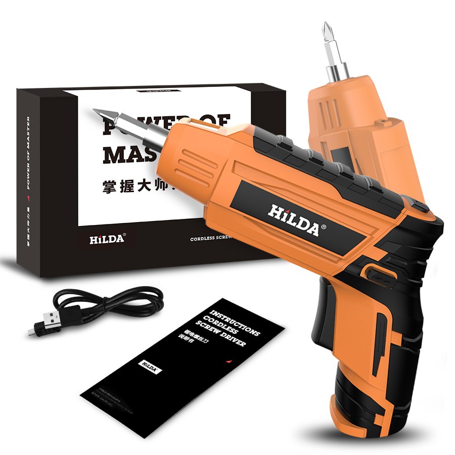 HILDA 4.2V Cordless Electric Screwdriver Lithium Battery Screwdriver with Twistable Handle 1 HILDA 4.2V Cordless Electric Screwdriver Lithium Battery Screwdriver with Twistable Handle