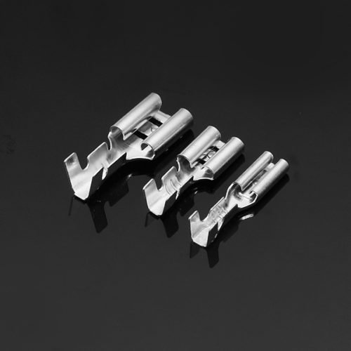 100Pcs Silver Crimp Terminals with Silicone Case Female Spade Quick Connector Terminal for Arcade Chain Cable 1