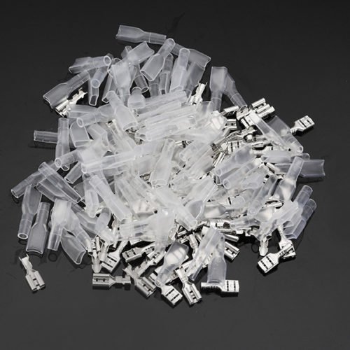 100Pcs Silver Crimp Terminals with Silicone Case Female Spade Quick Connector Terminal for Arcade Chain Cable 11