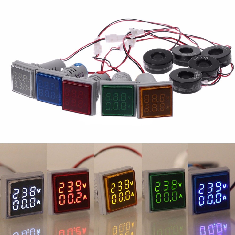 Geekcreit® AC 60-500V 0-100A D18 Square LED Digital Dual Display Voltmeter Ammeter Voltage Gauge Current Meter 2