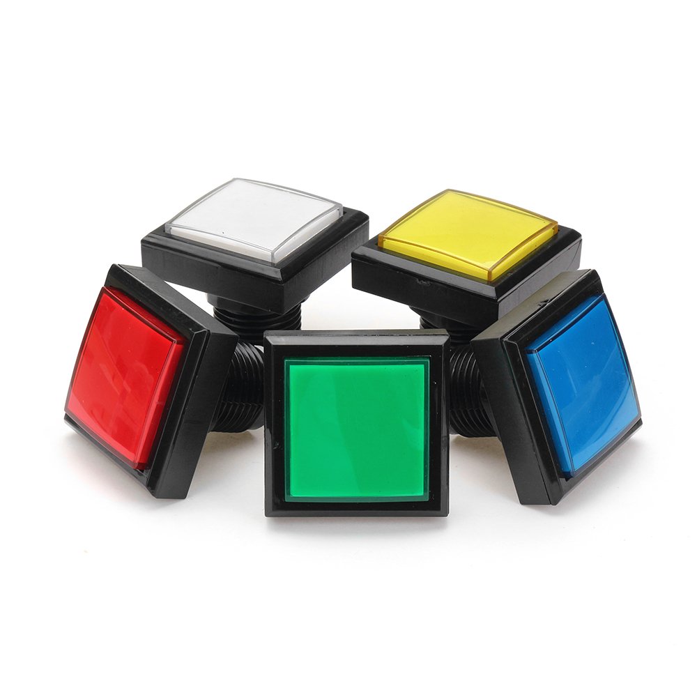 44x44mm Blue Red White Yellow Green LED Light Push Button for Arcade Game Console DIY 2