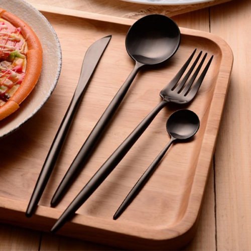 KCASA FL2 4 Pieces Food Grade 304 Stainless Steel Flatware Set Matte Dinnerware Cutlery Tableware 1