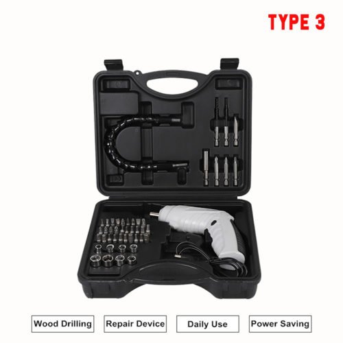 Mini Cordless Electric Screwdriver Set USB Rechargeable Drill Driver With Work Light 9