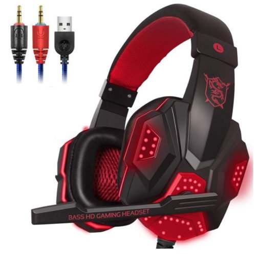 3.5mm USB Wired Gaming Headband Headphone with LED Light Surround Stereo Headset for XBOX PS4 Game Console Computer 5