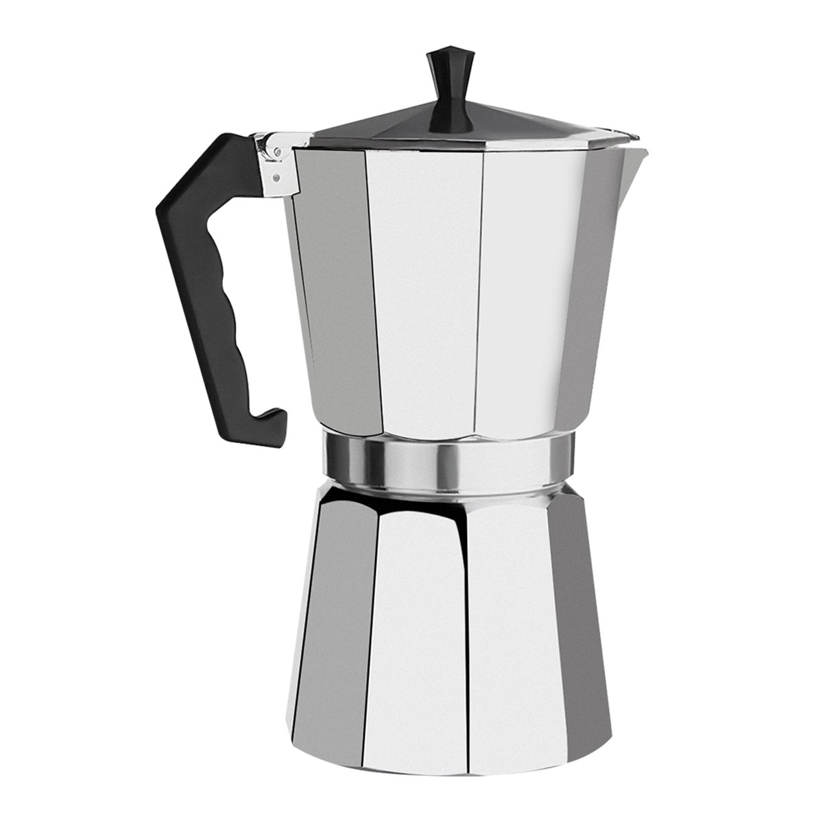 12Cups 600ML Silver Aluminum Moka Pot Octagonal Espresso Coffee Cup Grinder Stove Percolator 3 12Cups 600ML Silver Aluminum Moka Pot Octagonal Espresso Coffee Cup Grinder Stove Percolator - Image 3