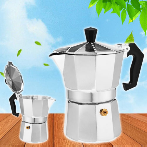 50 / 100 / 150 / 450ml Silver Aluminum Octagonal Mocha Coffee Pot Cup Percolator Maker Tea Pot 11