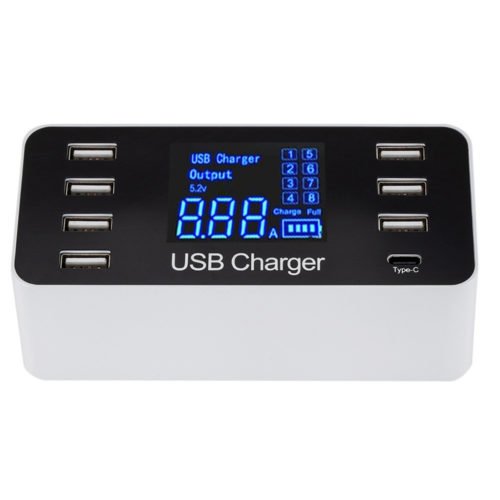 5V 8A 40W LCD Digital Display 8 Port USB Charger Recharging Hub Charging Station 2