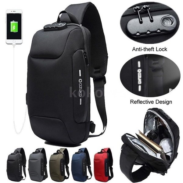 Men USB Anti-thfet Multifunctional Large Capacity Chest Bag 1 Men USB Anti-thfet Multifunctional Large Capacity Chest Bag