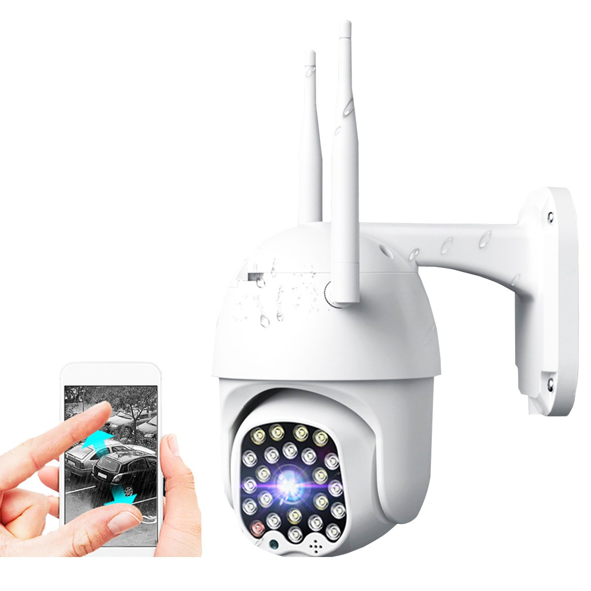 GUUDGO 8X Zoom 23LED 5MP 1080P HD Wifi IP Security Camera Outdoor Light & Sound Alarm Night Vision Waterproof 2