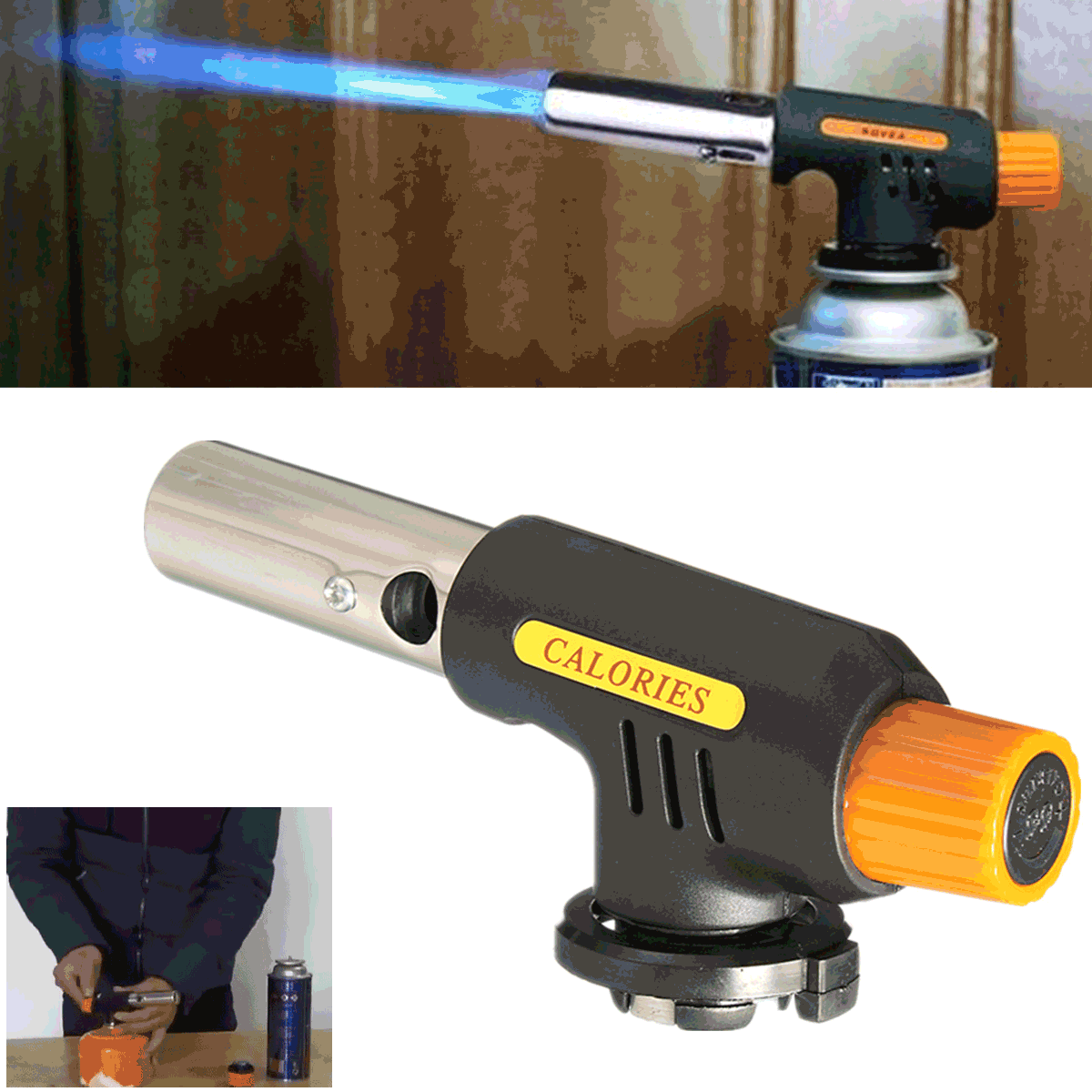 Auto Ignition Flamethrower Gas Torch Camping Welding BBQ Butane Burner Adapter 1 Auto Ignition Flamethrower Gas Torch Camping Welding BBQ Butane Burner Adapter