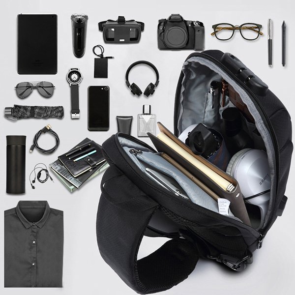Men USB Anti-thfet Multifunctional Large Capacity Chest Bag 2 Men USB Anti-thfet Multifunctional Large Capacity Chest Bag - Image 2