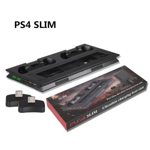 LED Charger Station Stand Charging Dock Cooling Fan for Sony Playstation 4 PS4 PRO Slim Game Console Gamepad 13