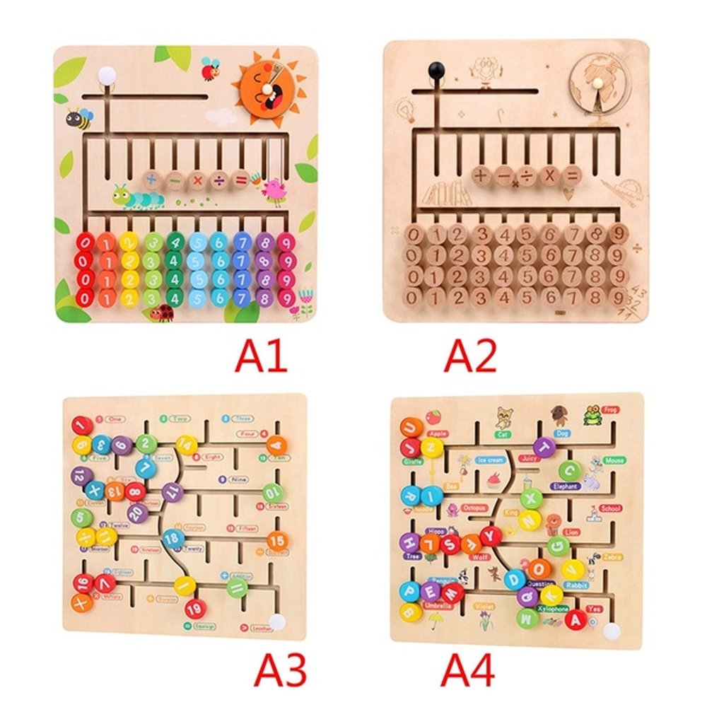 Math Toys Wooden Digitals Alphabet Learning Arithmetic Maze Matching Board Brain Development Toys for Children 2