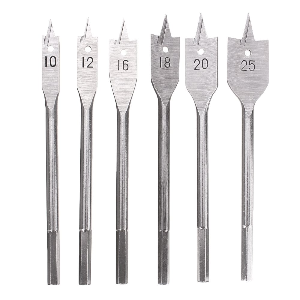 Drillpro 6Pcs 10/12/16/18/20/25mm Spade Drill Bit Set Wood Hole Saw Cutter Flat Wood Bits Woodworking Tool 2 Drillpro 6Pcs 10/12/16/18/20/25mm Spade Drill Bit Set Wood Hole Saw Cutter Flat Wood Bits Woodworking Tool - Image 2