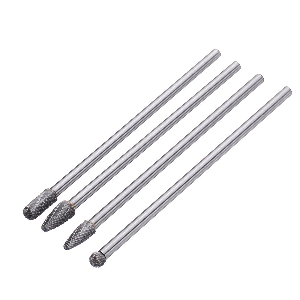 Drillpro 4Pcs 150-160mm Tungsten Carbide Rotary Burr Set 1/4 Inch Shank for Die Grinder Drill DIY Woodworking Metal Carving Polishing Engraving Drilli 1