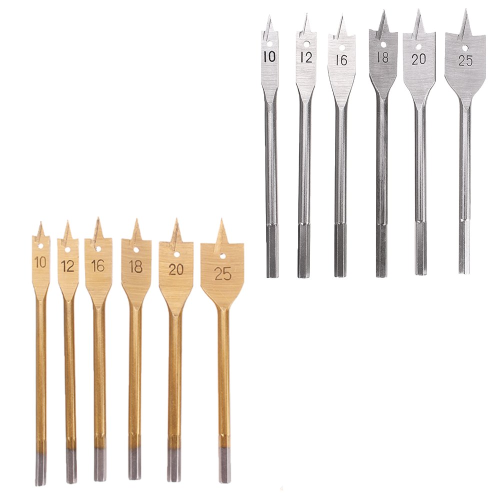 Drillpro 6Pcs 10/12/16/18/20/25mm Spade Drill Bit Set Wood Hole Saw Cutter Flat Wood Bits Woodworking Tool 1 Drillpro 6Pcs 10/12/16/18/20/25mm Spade Drill Bit Set Wood Hole Saw Cutter Flat Wood Bits Woodworking Tool