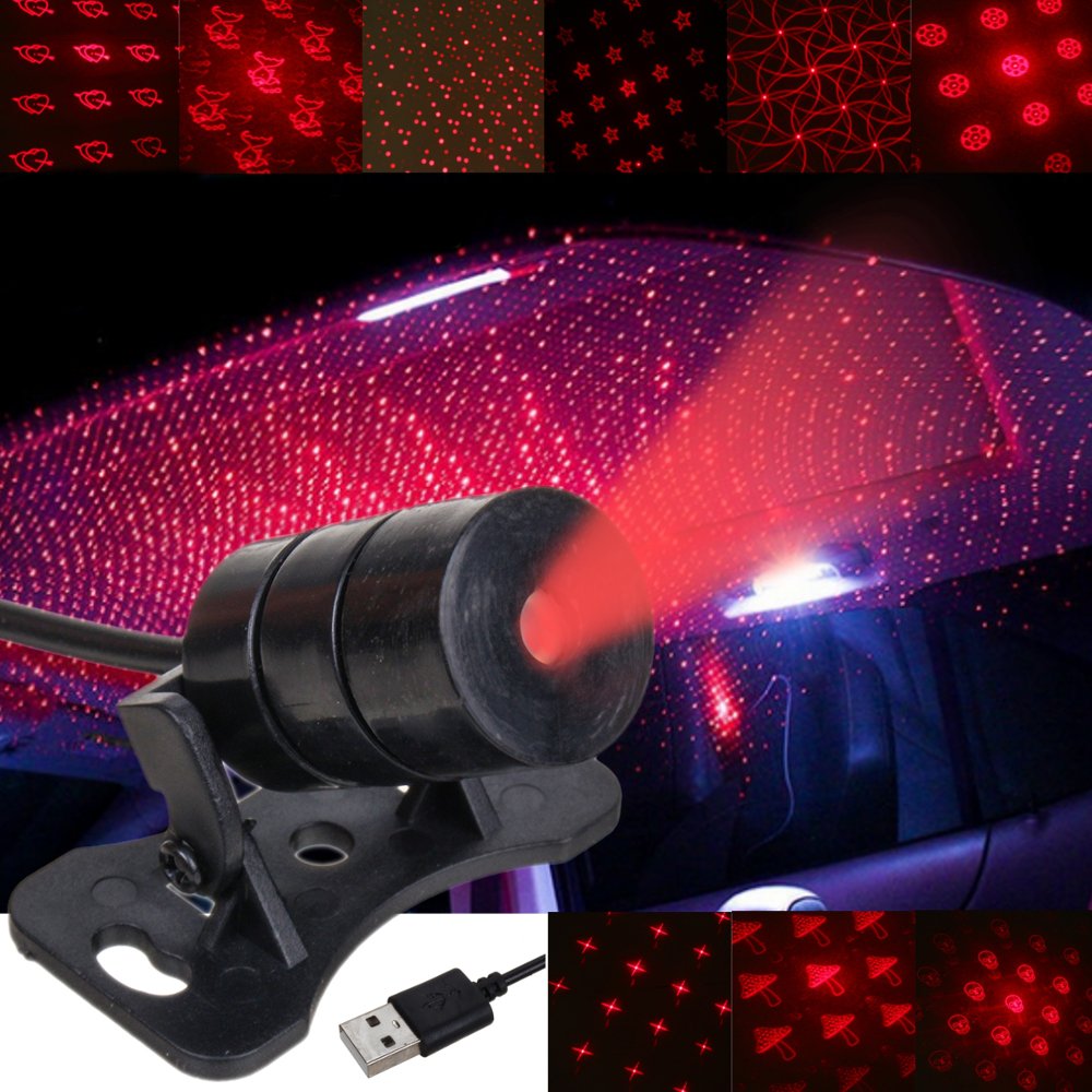 Mini LED Car Roof Ceiling Star Night Light Projector Lamp Interior Atmosphere Decoration Starry Projector USB Plug 2