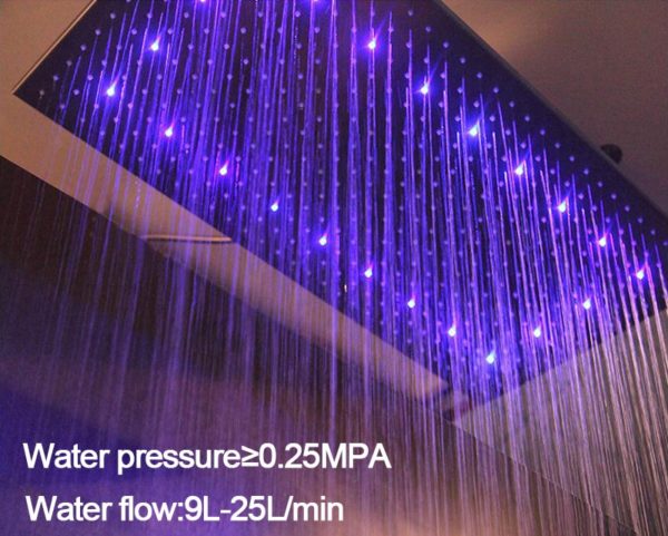 LED Shower Rain Shower Head 304 Stainless Steel 600*800mm 7