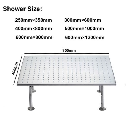 LED Shower Rain Shower Head 304 Stainless Steel 600*800mm 4