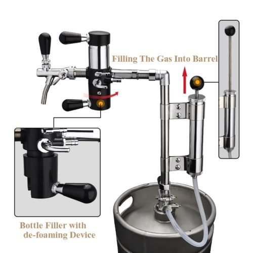 Home Brewing Party Pump with Beer Tap de-foaming Device, 8 Inch Beer Keg Pumps (1) 6