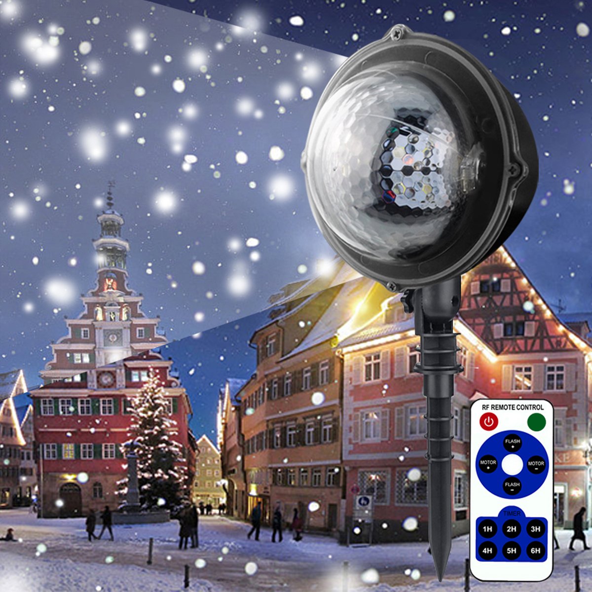5W Moving Snowflake Snow LED Mini Projector Light Adjustable Waterproof Lamp 2