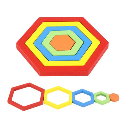 Shape Cognition Board Geometry Jigsaw Puzzle Wooden Kids Educational Learning Toys 4