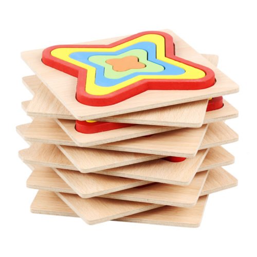Shape Cognition Board Geometry Jigsaw Puzzle Wooden Kids Educational Learning Toys 5