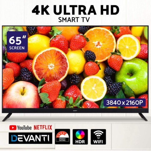 DEVANTI 65" Inch Smart LED TV 4K UHD HDR LCD LG Screen Netflix Black 1