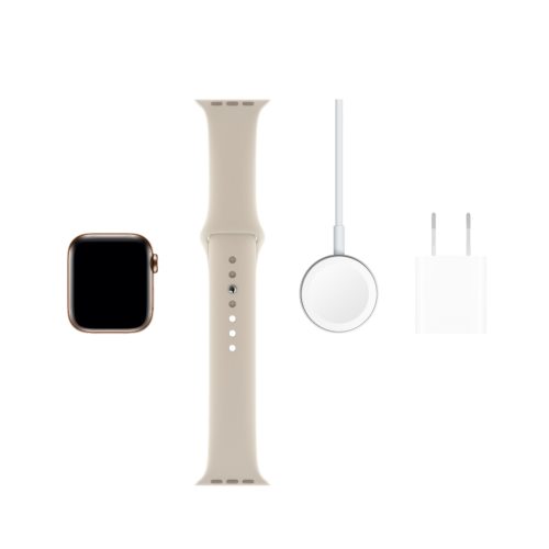 Apple Watch Series 5 GPS + Cellular, 40mm Gold Stainless Steel Case with Stone Sport Band - S/M & M/L 6