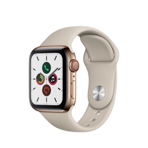 Apple Watch Series 5 GPS + Cellular, 40mm Gold Stainless Steel Case with Stone Sport Band - S/M & M/L 1