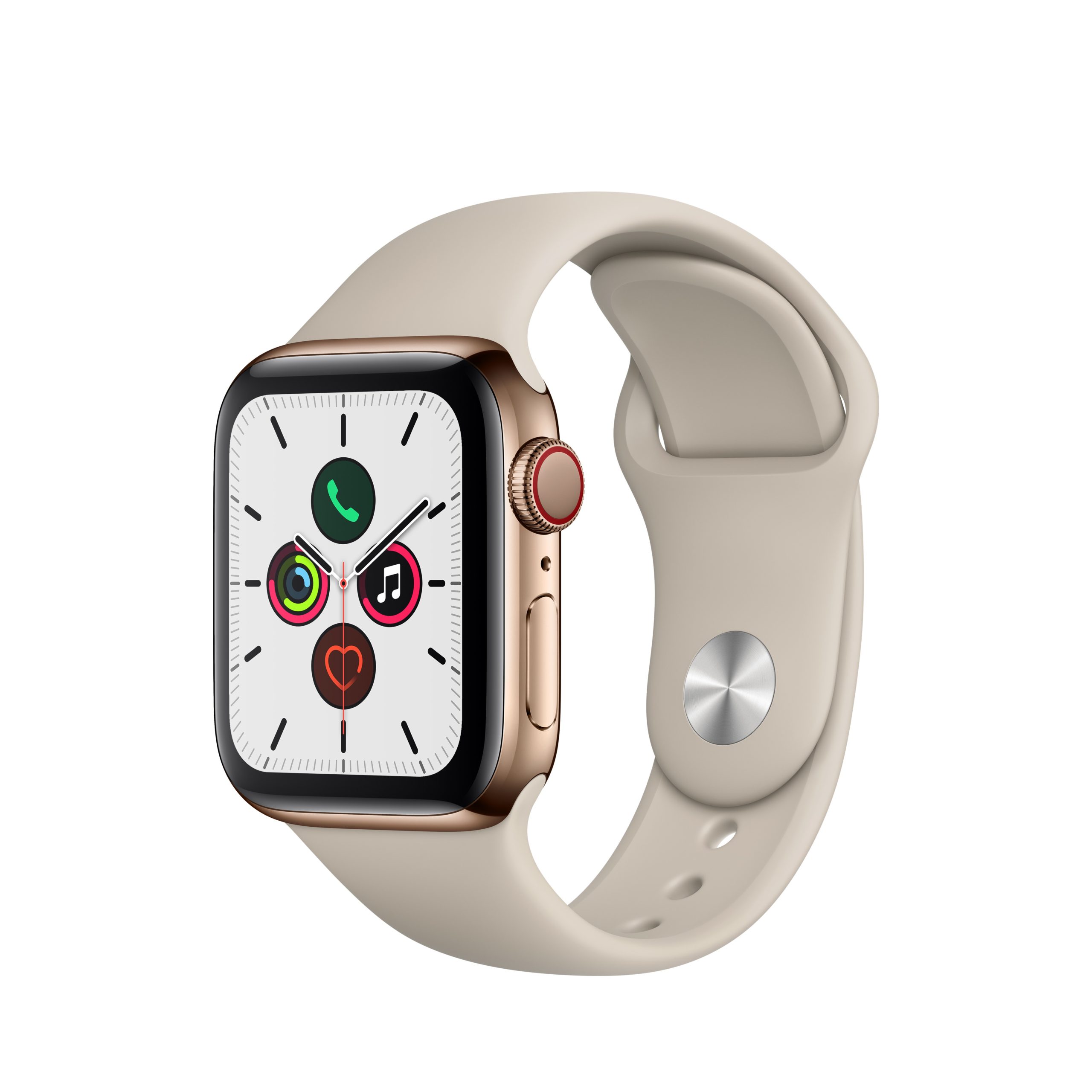 Apple Watch Series 5 GPS + Cellular, 40mm Gold Stainless Steel Case with Stone Sport Band - S/M & M/L 2