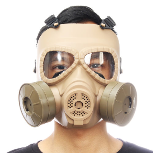 Breathable Gas Mask Double Filter Fan CS Edition Perspiration Dust Face Guard 1