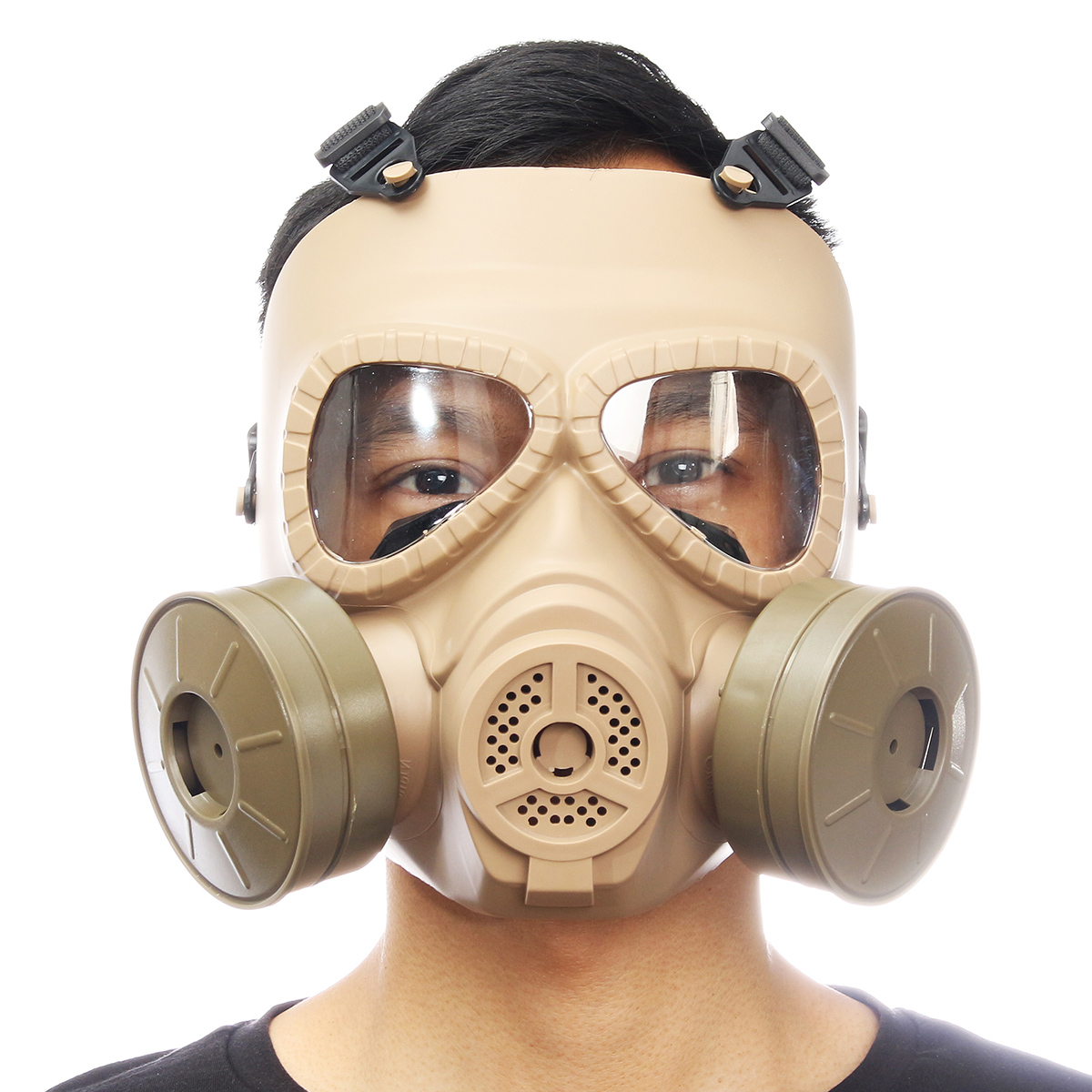 Breathable Gas Mask Double Filter Fan CS Edition Perspiration Dust Face Guard 2