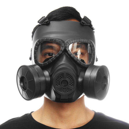 Breathable Gas Mask Double Filter Fan CS Edition Perspiration Dust Face Guard 11