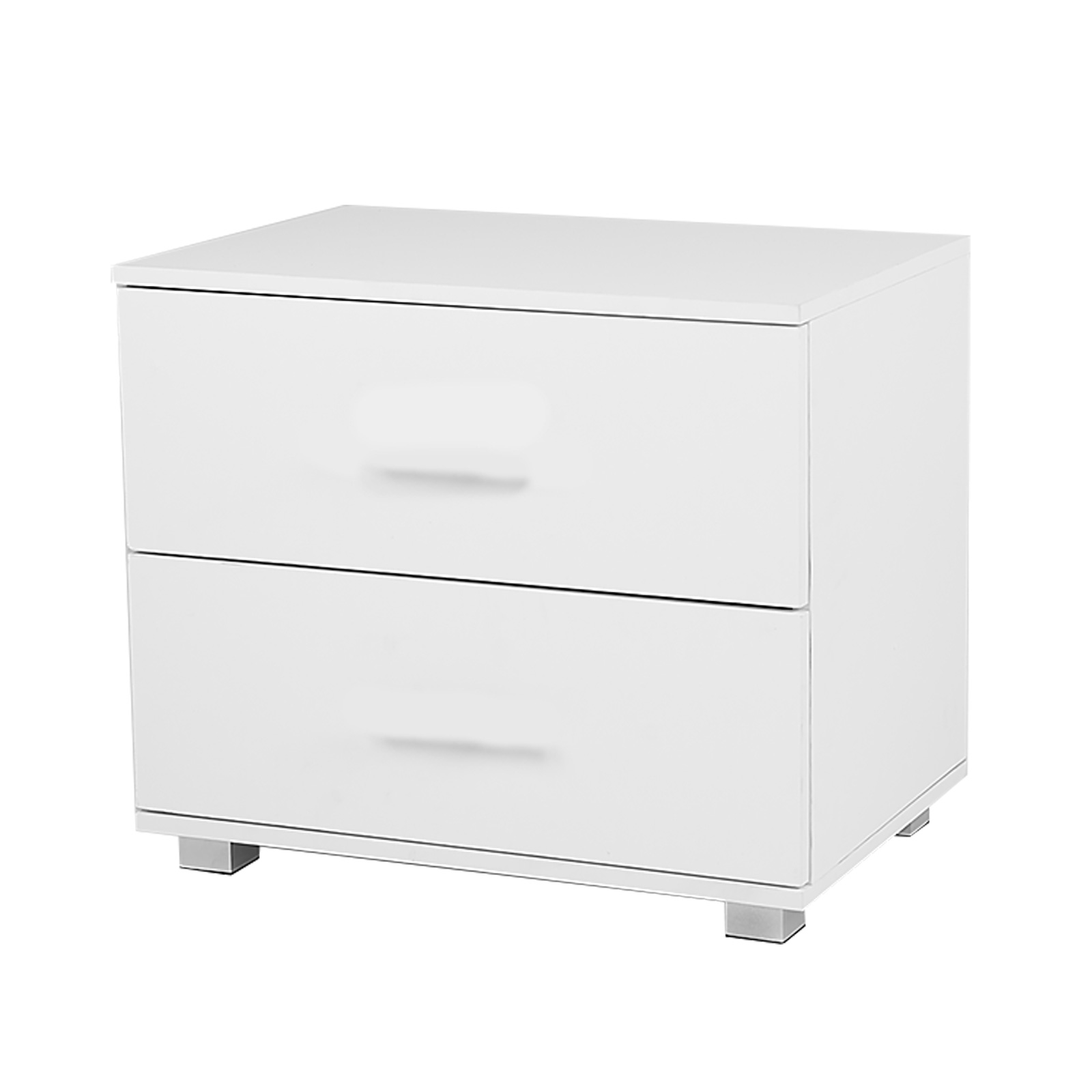 Bedside Table with Drawers MDF - White