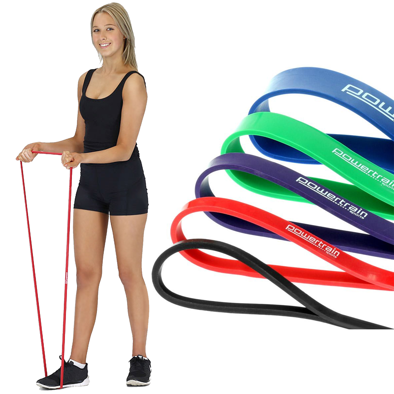 5x Powertrain Gym Exercise Power Resistance Bands