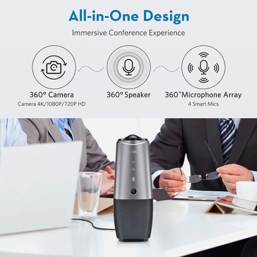 Video Conference Camera - Webcam with Microphone, Conference Call Speaker,360°Web Camera 1080P with Microphone,15 feet Voice Pickup,USB Plug and Play,Conference Webcam for Zoom Skype Hangout