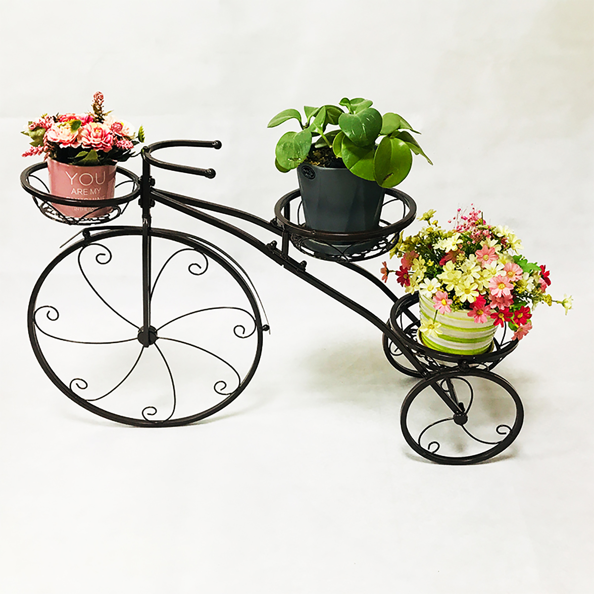 3 Tier Bicycles Plant Stand Metal Flower Pots Garden Decor Shelf Rack 2 3 Tier Bicycles Plant Stand Metal Flower Pots Garden Decor Shelf Rack
