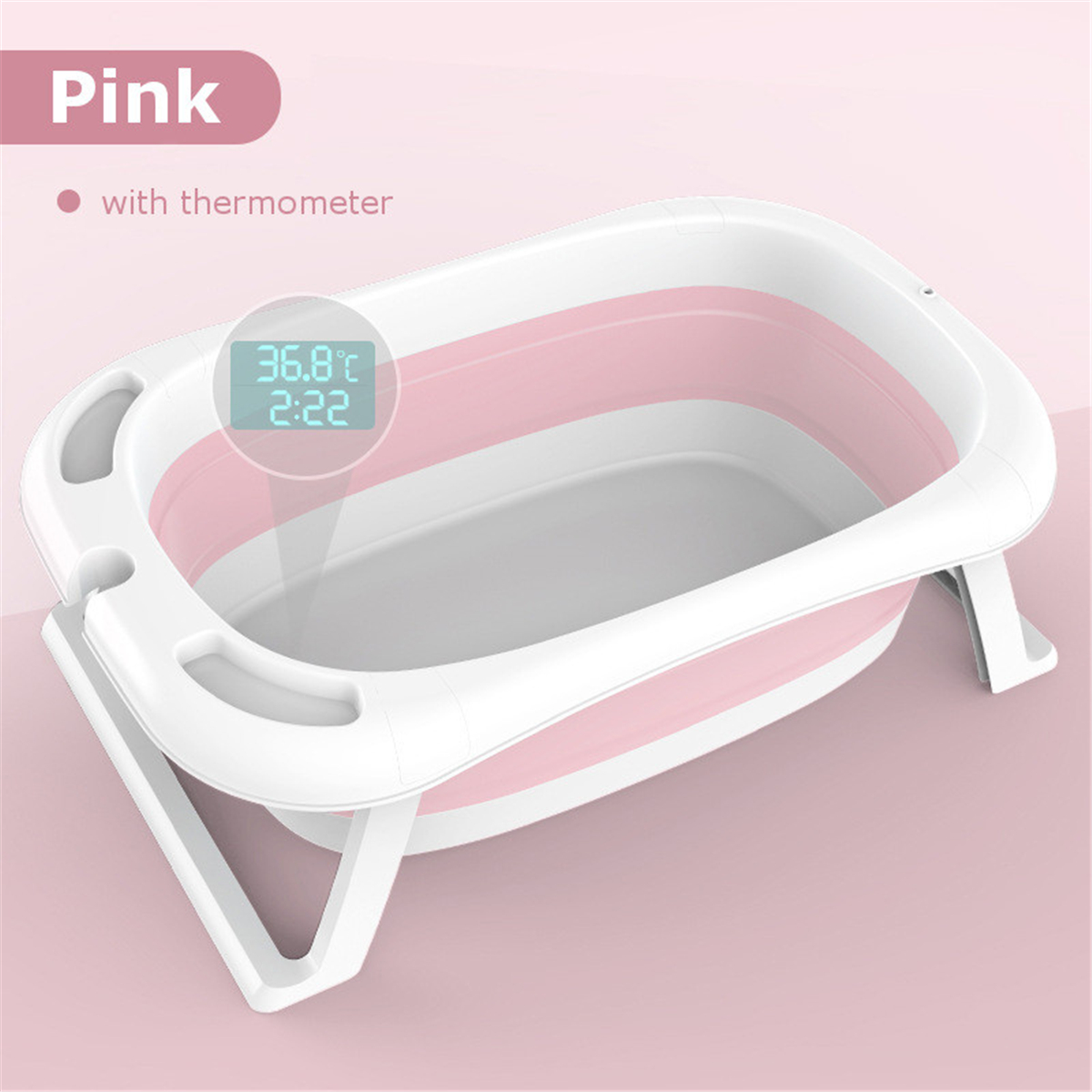 Folding Baby Bath Tub Reclining Bath Barrel Newborn Bathtub Shower + Thermometer 2 Folding Baby Bath Tub Reclining Bath Barrel Newborn Bathtub Shower + Thermometer