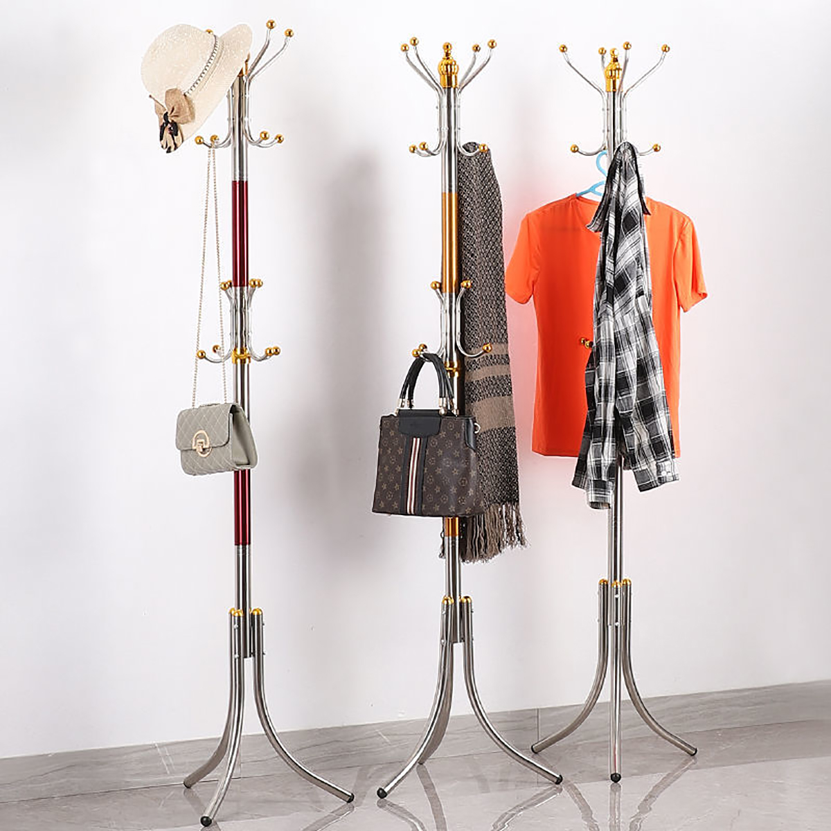 Coat Rack Hat Clothing Garment Floor Stand Metal Tree Hanger Holder Organizer 3 Coat Rack Hat Clothing Garment Floor Stand Metal Tree Hanger Holder Organizer