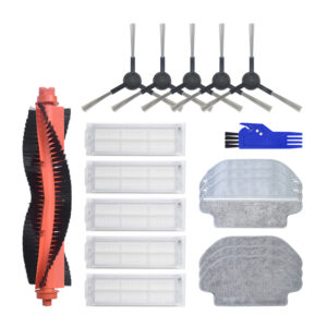 18pcs Replacements for XIAOMI MIJIA STYJ02YM Vacuum Cleaner Parts Accessories 5*Side Brushes 5*Filters 3*Wet Rag 3* Wet Dry Rag 1*Roll Brush 1*Blue Comb Non-original