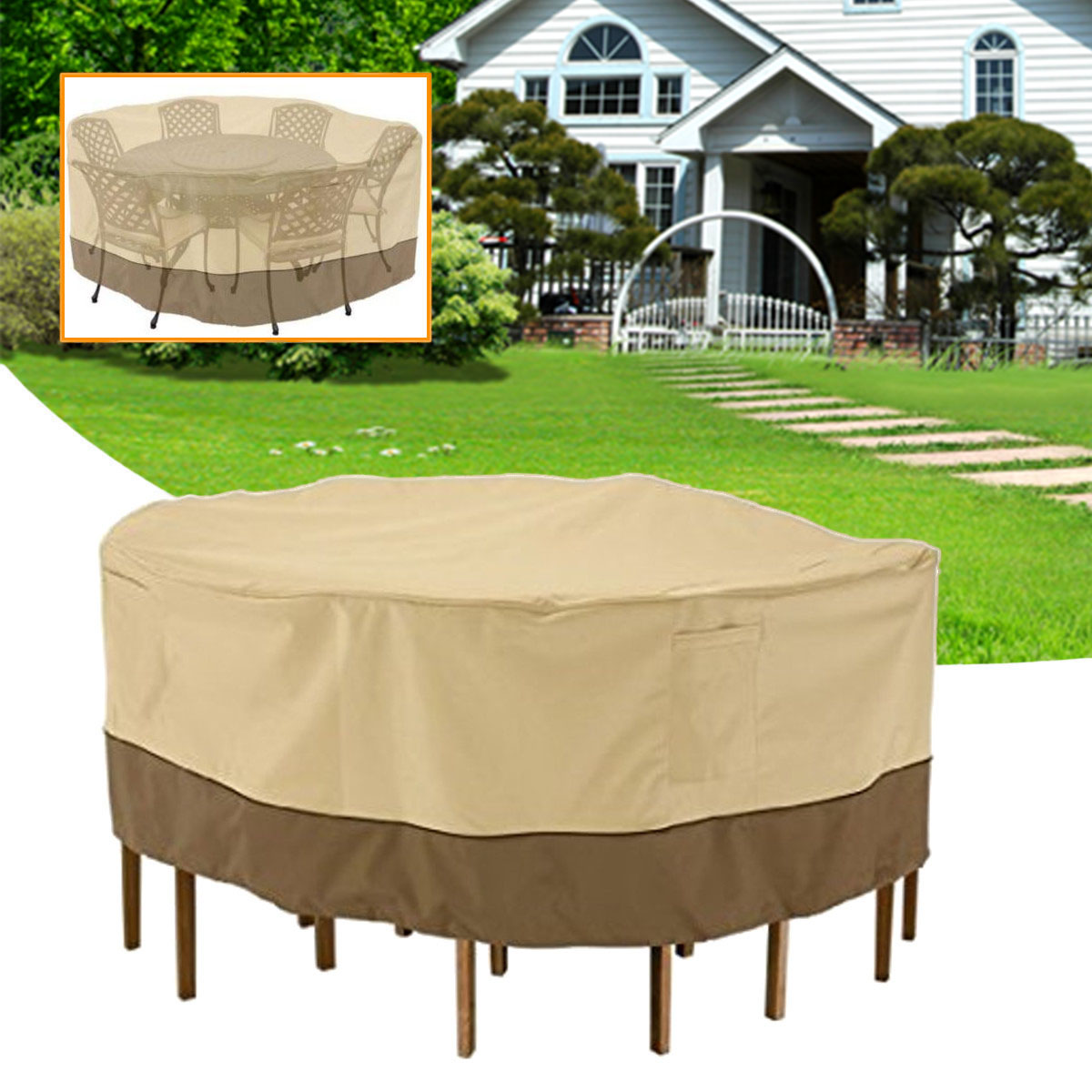 Garden Round Waterproof Table Cover Patio Outdoor Furniture Set Shelter Protection 1 Garden Round Waterproof Table Cover Patio Outdoor Furniture Set Shelter Protection