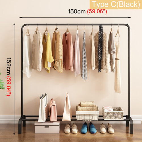 Rack Pole Style Coat Hanger Indoor Metal Clothing Rack Home Bedroom Storage Wardrobe Clothing Balcony